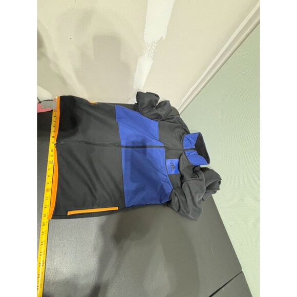 Adidas Mens Full-Zip Track Jacket Large Black & Blue With Orange Trim - Picture 4 of 8